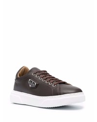 Baskets basses en cuir marron foncé Philipp Plein