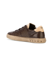 Baskets basses en cuir marron foncé Tod's