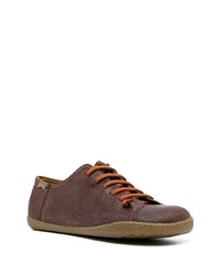 Baskets basses en cuir marron foncé Camper