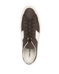 Baskets basses en cuir marron foncé Tom Ford