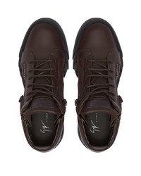 Baskets basses en cuir marron foncé Giuseppe Zanotti