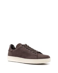 Baskets basses en cuir marron foncé Tom Ford