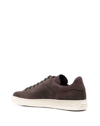 Baskets basses en cuir marron foncé Tom Ford