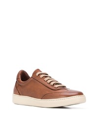 Baskets basses en cuir marron Corneliani