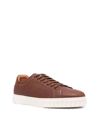 Baskets basses en cuir marron Salvatore Ferragamo