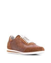 Baskets basses en cuir marron Brunello Cucinelli