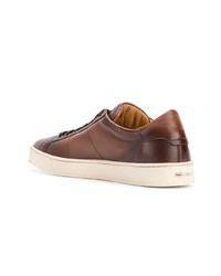 Baskets basses en cuir marron Santoni