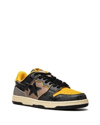 Baskets basses en cuir moutarde A Bathing Ape