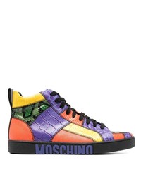 Baskets basses en cuir multicolores Moschino