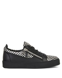 Baskets basses en cuir noir et argenté Giuseppe Zanotti