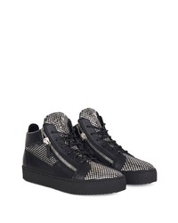 Baskets basses en cuir noir et argenté Giuseppe Zanotti