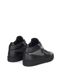 Baskets basses en cuir noir et argenté Giuseppe Zanotti