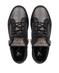 Baskets basses en cuir noir et argenté Giuseppe Zanotti