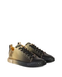 Baskets basses en cuir noir et doré Giuseppe Zanotti