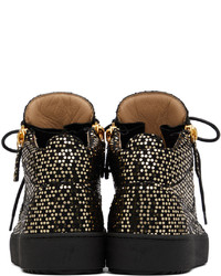 Baskets basses en cuir noir et doré Giuseppe Zanotti