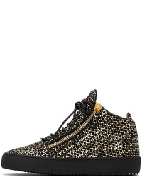 Baskets basses en cuir noir et doré Giuseppe Zanotti