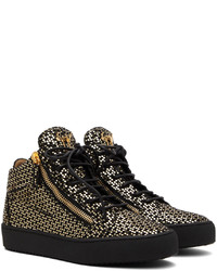 Baskets basses en cuir noir et doré Giuseppe Zanotti