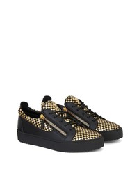 Baskets basses en cuir noir et doré Giuseppe Zanotti