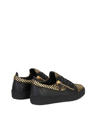 Baskets basses en cuir noir et doré Giuseppe Zanotti