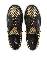 Baskets basses en cuir noir et doré Giuseppe Zanotti