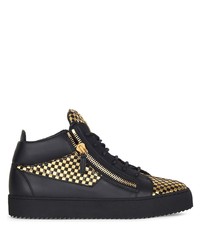 Baskets basses en cuir noir et doré Giuseppe Zanotti