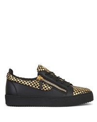 Baskets basses en cuir noir et doré Giuseppe Zanotti