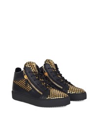 Baskets basses en cuir noir et doré Giuseppe Zanotti