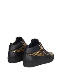 Baskets basses en cuir noir et doré Giuseppe Zanotti