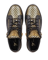 Baskets basses en cuir noir et doré Giuseppe Zanotti