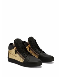 Baskets basses en cuir noir et doré Giuseppe Zanotti