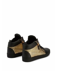 Baskets basses en cuir noir et doré Giuseppe Zanotti