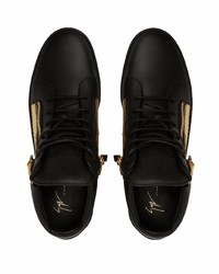 Baskets basses en cuir noir et doré Giuseppe Zanotti