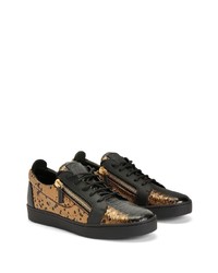 Baskets basses en cuir noir et doré Giuseppe Zanotti