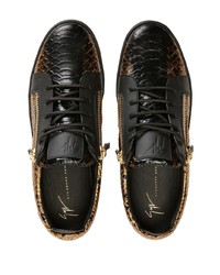 Baskets basses en cuir noir et doré Giuseppe Zanotti