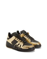 Baskets basses en cuir noir et doré Giuseppe Zanotti