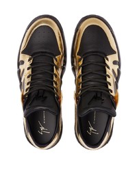 Baskets basses en cuir noir et doré Giuseppe Zanotti