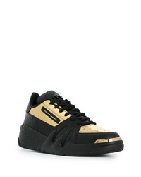 Baskets basses en cuir noir et doré Giuseppe Zanotti