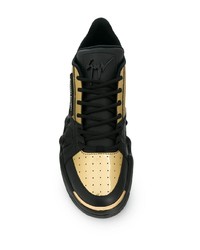 Baskets basses en cuir noir et doré Giuseppe Zanotti