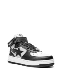 Baskets basses en cuir noires et blanches A Bathing Ape