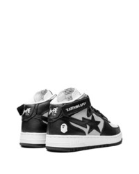 Baskets basses en cuir noires et blanches A Bathing Ape