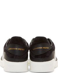 Baskets basses en cuir noires et blanches Alexander McQueen