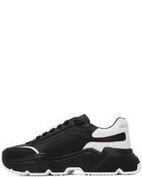 Baskets basses en cuir noires et blanches Dolce & Gabbana