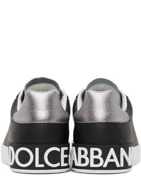 Baskets basses en cuir noires et blanches Dolce & Gabbana