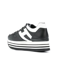 Baskets basses en cuir noires et blanches Hogan