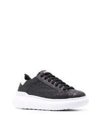 Baskets basses en cuir noires et blanches Hide&Jack