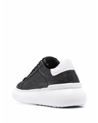 Baskets basses en cuir noires et blanches Hide&Jack