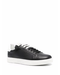 Baskets basses en cuir noires et blanches Emporio Armani