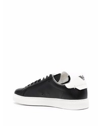 Baskets basses en cuir noires et blanches Emporio Armani