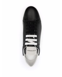 Baskets basses en cuir noires et blanches Emporio Armani