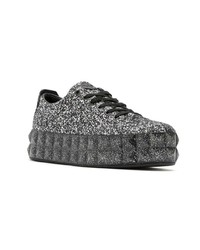 Baskets basses en cuir noires et blanches Emporio Armani